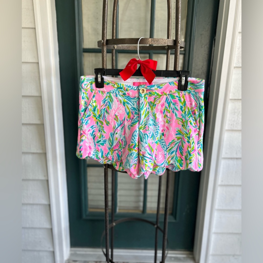 Lilly Pulitzer Buttercup Knit Shorts Pink Unicorn of the Sea 
Mermaid Size 2